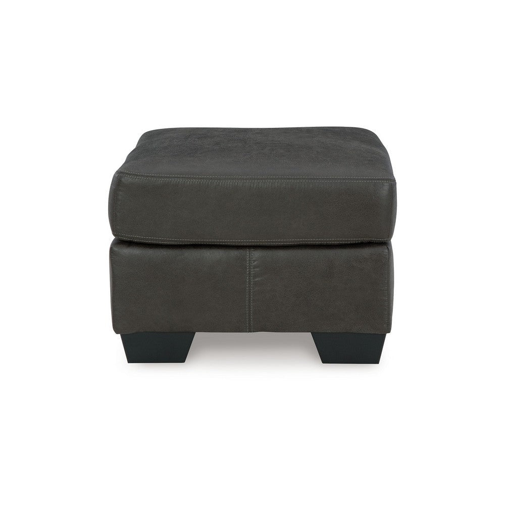 Ashley Limu Ottoman 23x30 Inch Corner Block Classic Gray Faux Leather