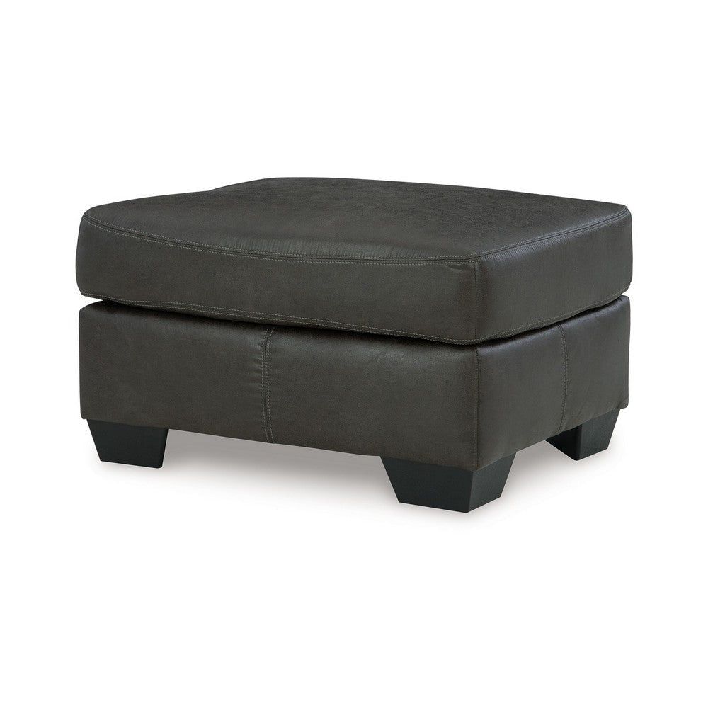 Ashley Limu Ottoman 23x30 Inch Corner Block Classic Gray Faux Leather