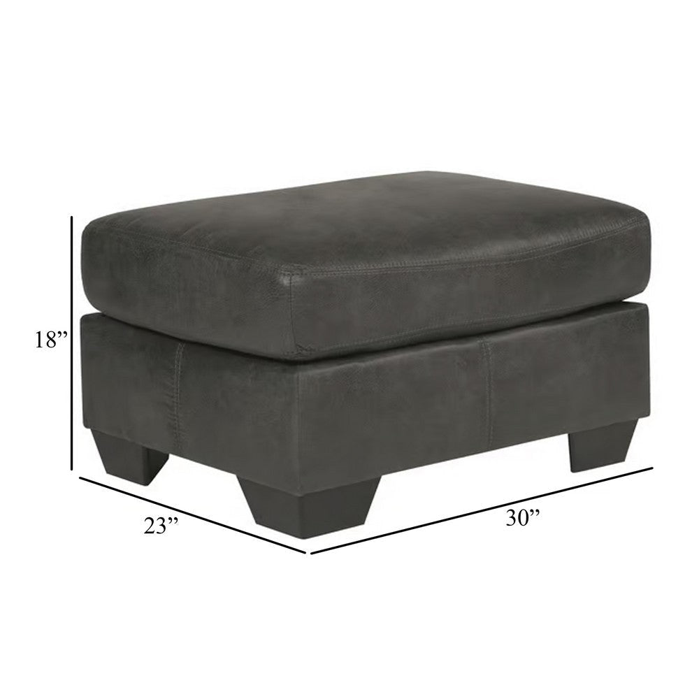 Ashley Limu Ottoman 23x30 Inch Corner Block Classic Gray Faux Leather