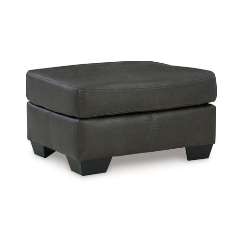 Ashley Limu Ottoman, 23x30 Inch, Corner Block, Classic Gray Faux Leather