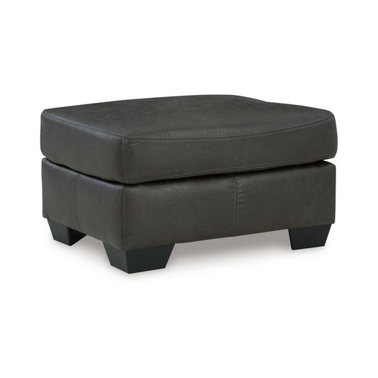 Ashley Limu Ottoman, 23x30 Inch, Corner Block, Classic Gray Faux Leather
