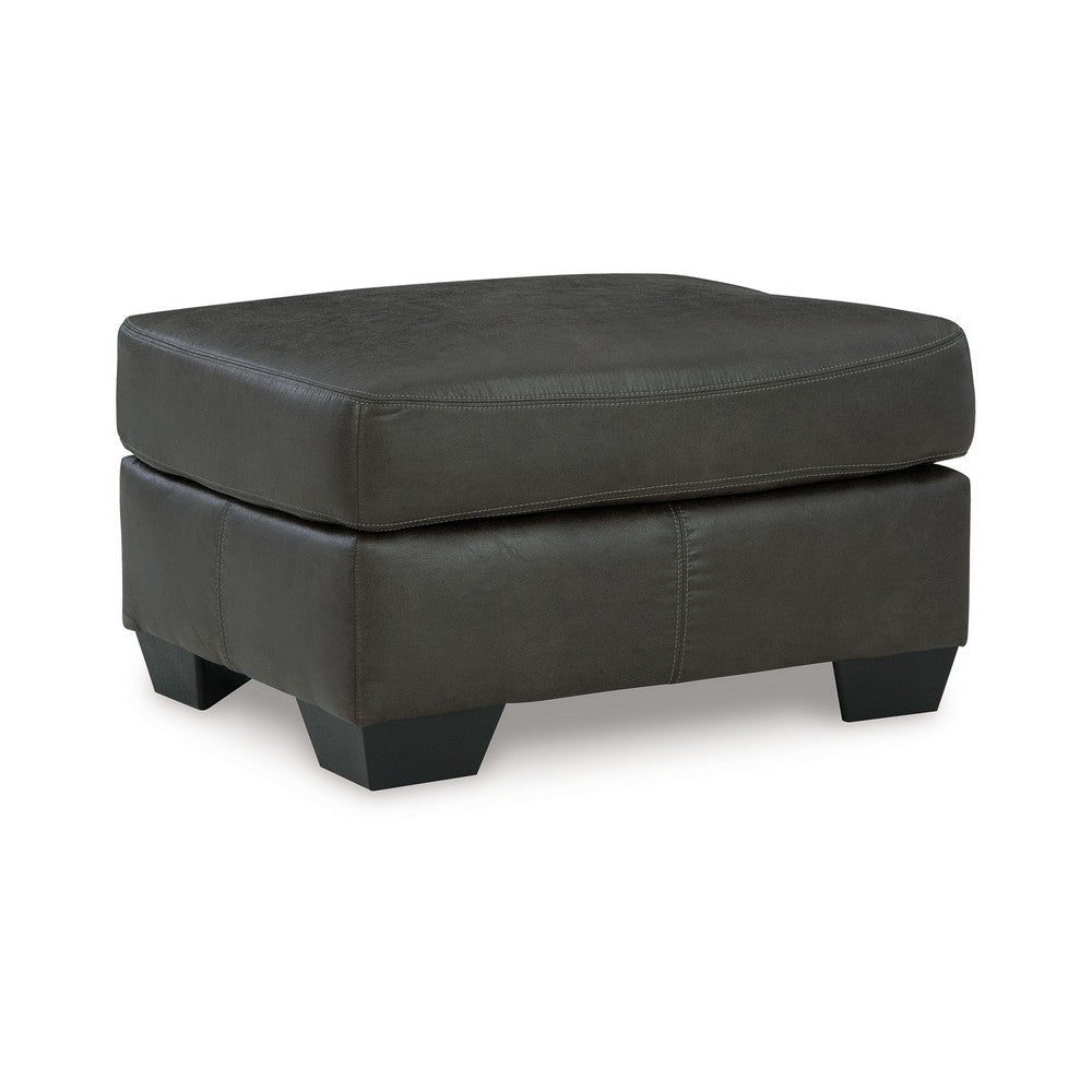 Ashley Limu Ottoman, 23x30 Inch, Corner Block, Classic Gray Faux Leather