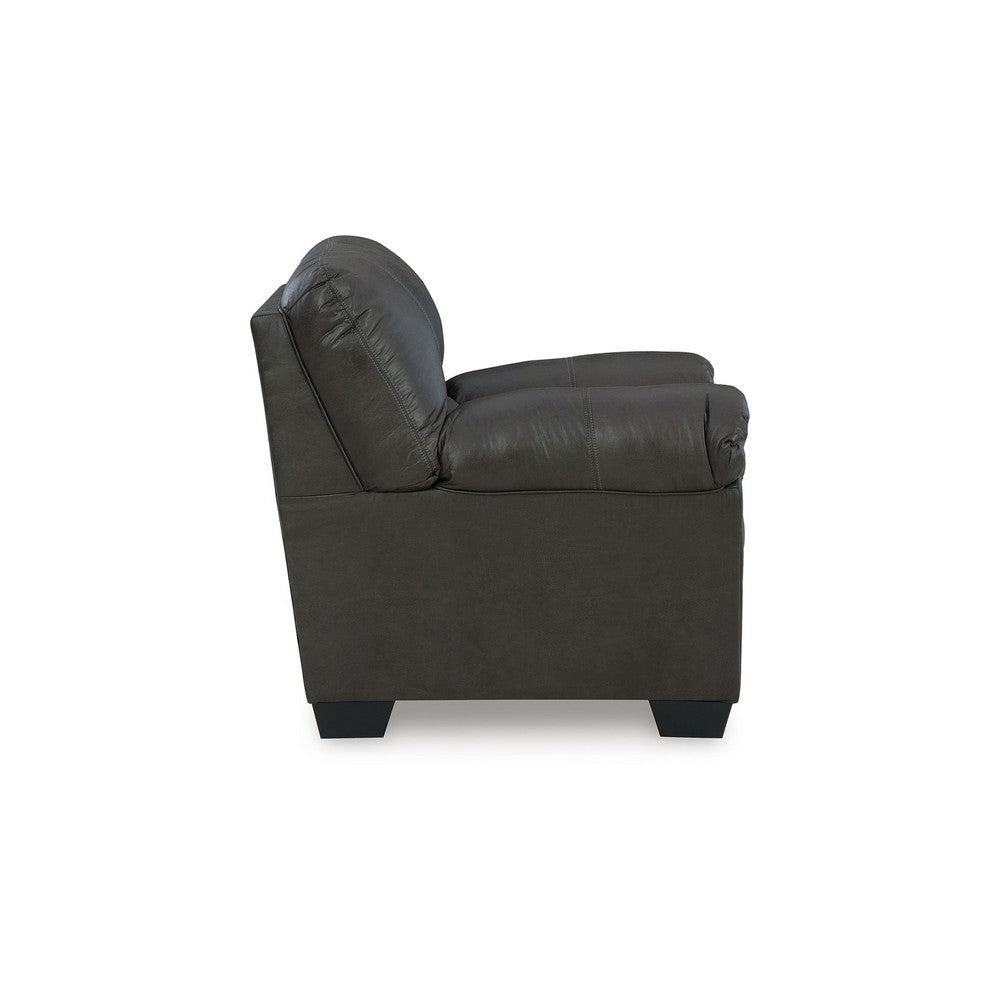 Ashley Limu Accent Armchair Plush Pillow Arms Rich Gray Faux Leather