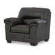 Ashley Limu Accent Armchair Plush Pillow Arms Rich Gray Faux Leather