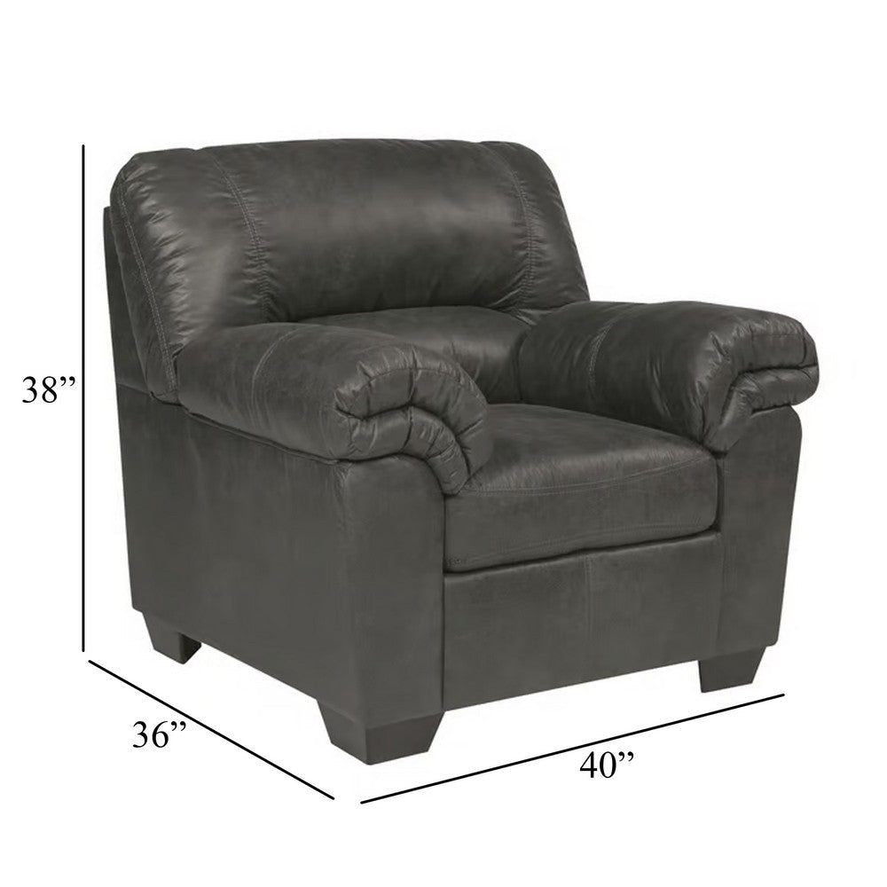 Ashley Limu Accent Armchair Plush Pillow Arms Rich Gray Faux Leather