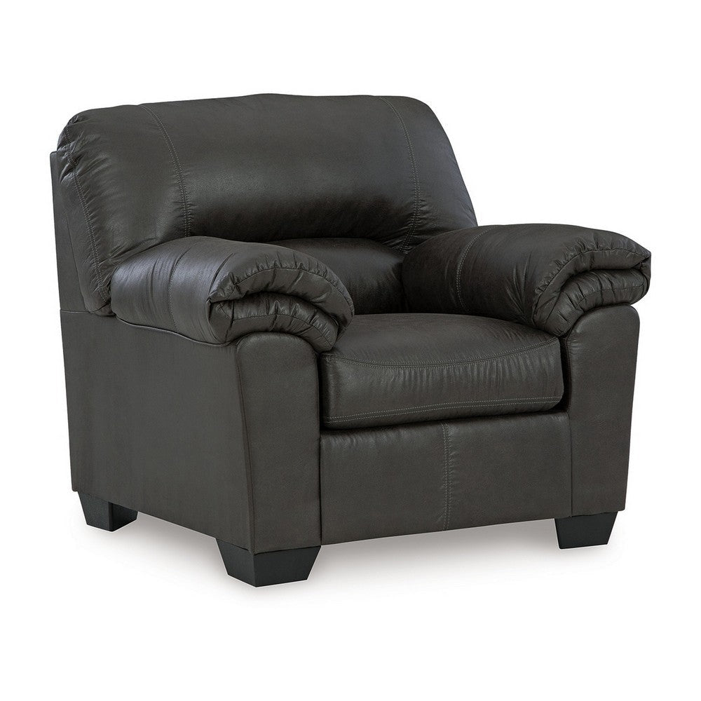 Ashley Limu Accent Armchair, Plush Pillow Arms, Rich Gray Faux Leather