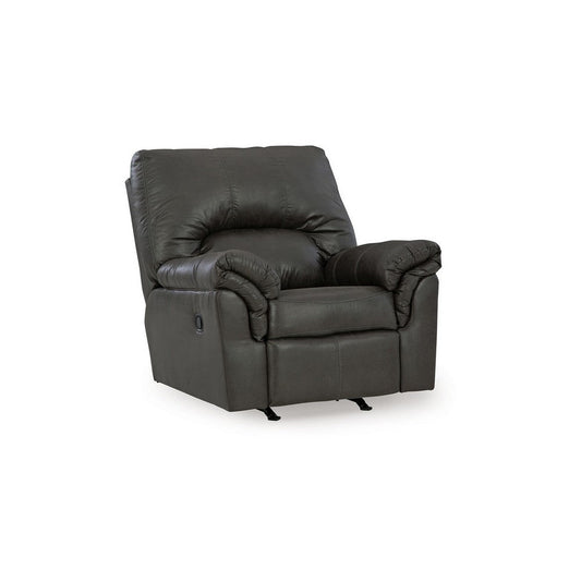 Ashley Limu Accent Manual Recliner Chair, Plush Classic Gray Faux Leather