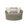 Ashley Croi Oversize Swivel Accent Chair 56 Inch Taupe Gray 3 Pillows BM331706