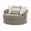 Ashley Croi Oversize Swivel Accent Chair 56 Inch Taupe Gray 3 Pillows BM331706