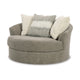 Ashley Croi Oversize Swivel Accent Chair 56 Inch Taupe Gray 3 Pillows BM331706