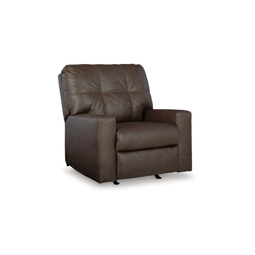 Ashley Barl Manual Recliner Chair, 35 Inch Tufted Dark Brown Faux Leather