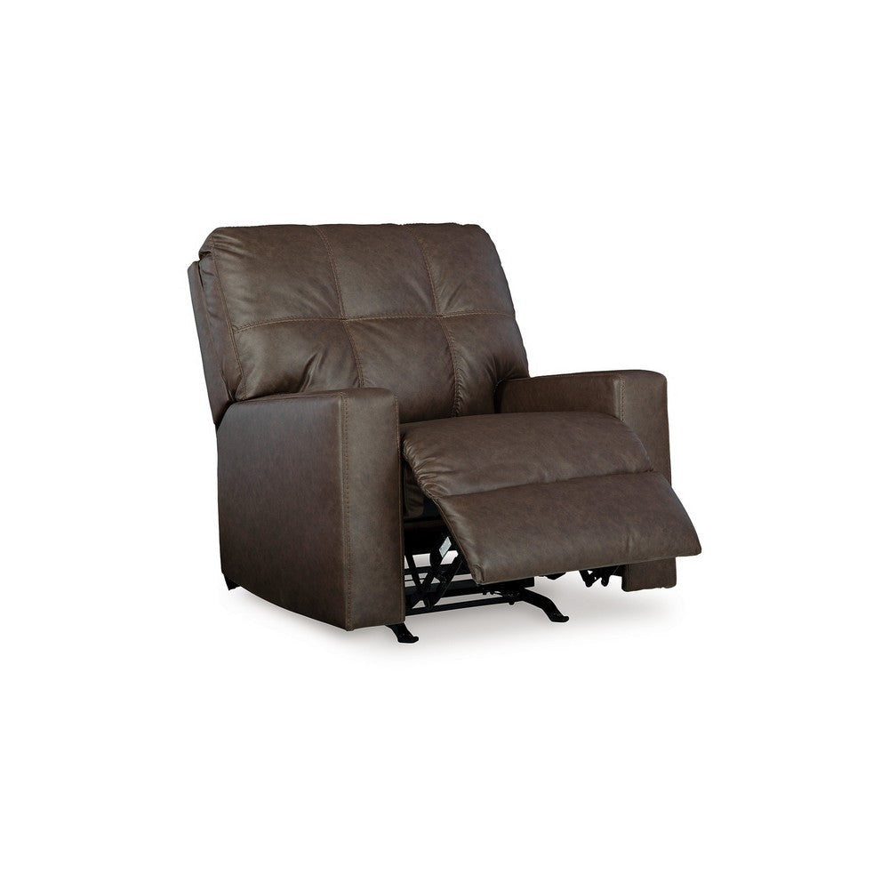 Ashley Barl Manual Recliner Chair 35 Inch Tufted Dark Brown Faux Leather BM331708
