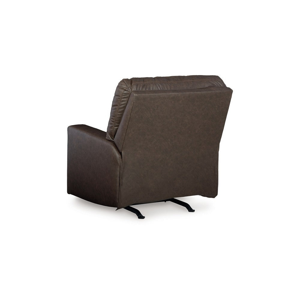 Ashley Barl Manual Recliner Chair 35 Inch Tufted Dark Brown Faux Leather BM331708