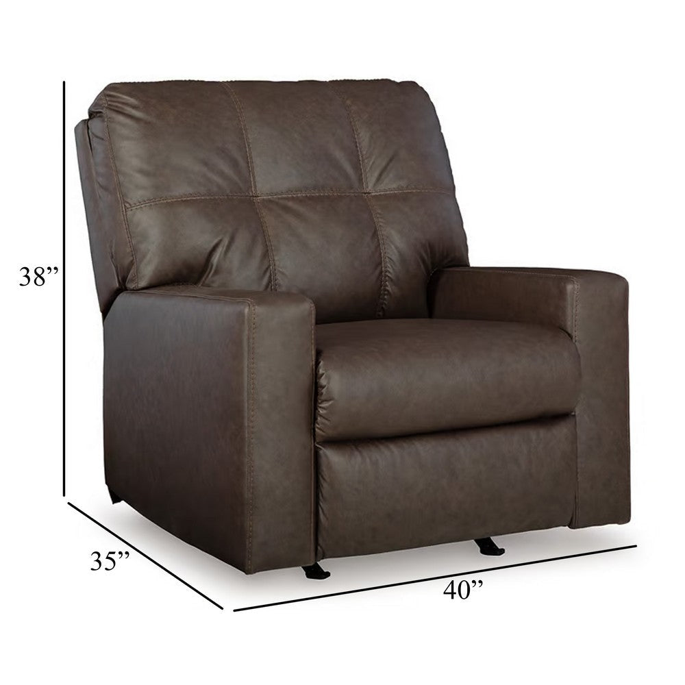 Ashley Barl Manual Recliner Chair 35 Inch Tufted Dark Brown Faux Leather BM331708