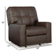 Ashley Barl Manual Recliner Chair 35 Inch Tufted Dark Brown Faux Leather BM331708
