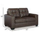 Ashley Barl Loveseat Modern 62 Inch Soft Tufted Dark Brown Faux Leather BM331709
