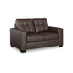 Ashley Barl Loveseat, Modern, 62 Inch Soft Tufted Dark Brown Faux Leather