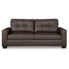 Ashley Barl Sofa Modern Style 85 Inch Soft Tufted Dark Brown Faux Leather BM331710