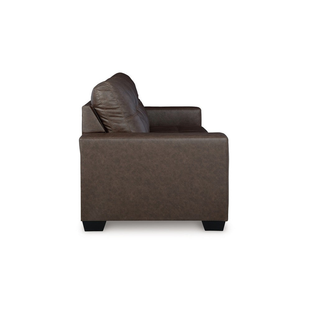 Ashley Barl Sofa Modern Style 85 Inch Soft Tufted Dark Brown Faux Leather BM331710