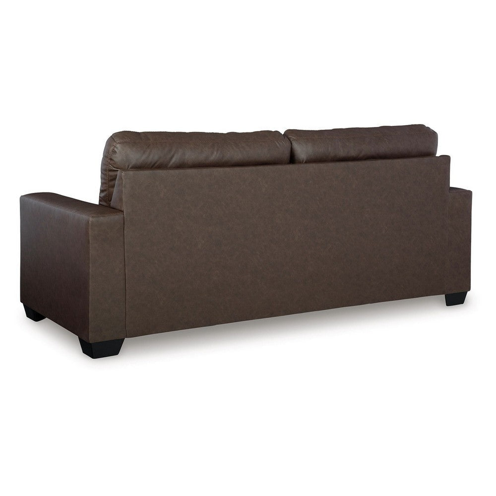 Ashley Barl Sofa Sleeper Queen Size Pull Out Bed Rich Brown Faux Leather