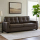Ashley Barl Sofa Sleeper, Queen Size Pull Out Bed, Rich Brown Faux Leather