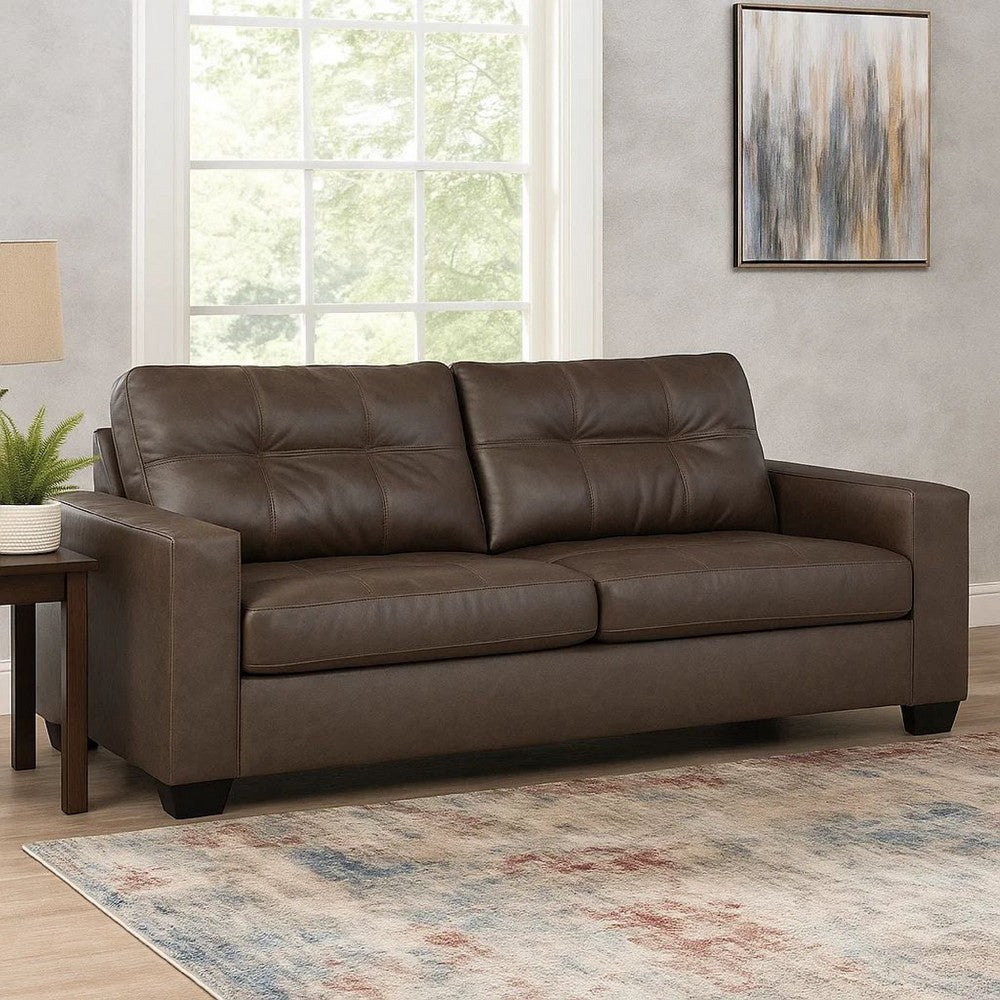 Ashley Barl Sofa Sleeper, Queen Size Pull Out Bed, Rich Brown Faux Leather