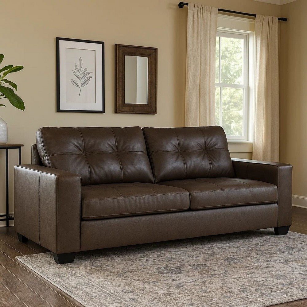 Ashley Barl Sofa Sleeper, Queen Size Pull Out Bed, Rich Brown Faux Leather