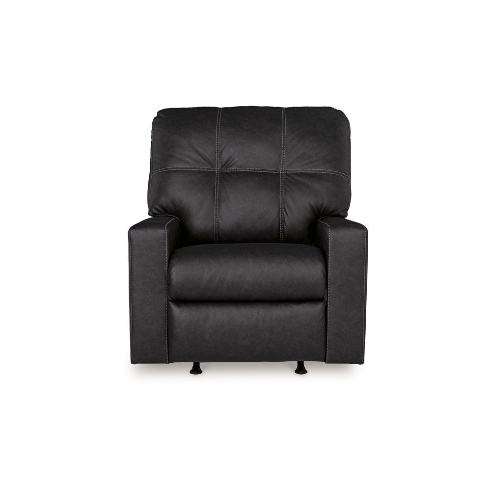 Ashley Barl Manual Recliner Chair 35 Inch Tufted Rich Black Faux Leather