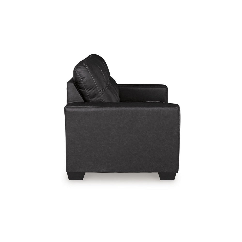 Ashley Barl Loveseat Modern 62 Inch Soft Tufted Rich Black Faux Leather BM331713