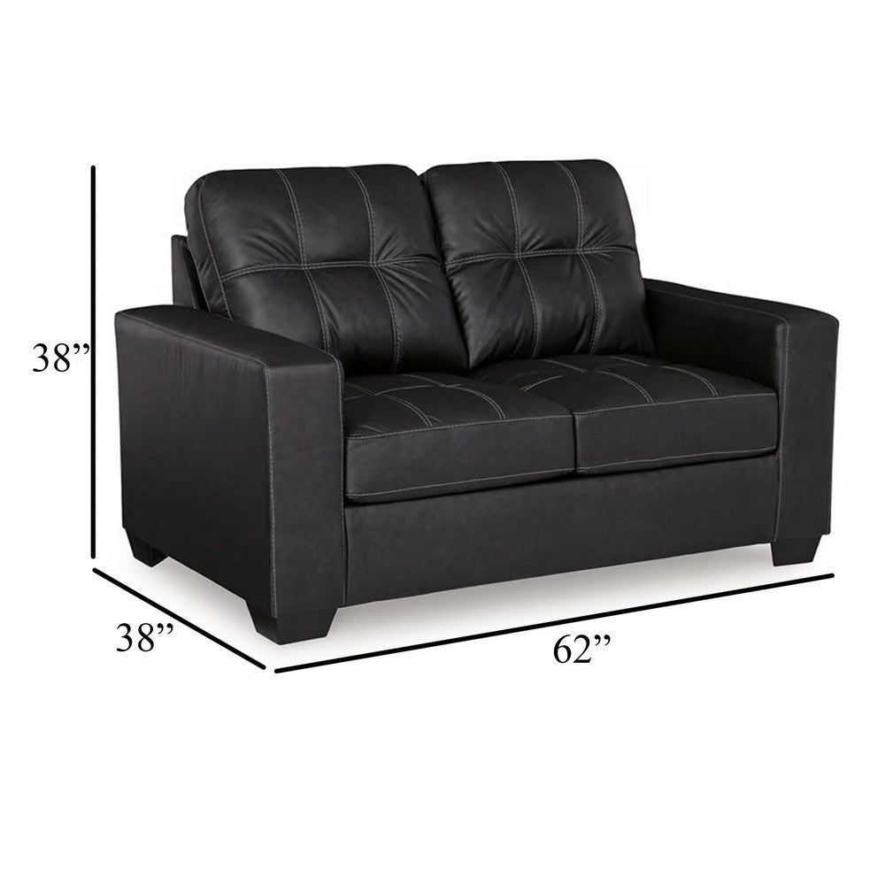 Ashley Barl Loveseat Modern 62 Inch Soft Tufted Rich Black Faux Leather BM331713