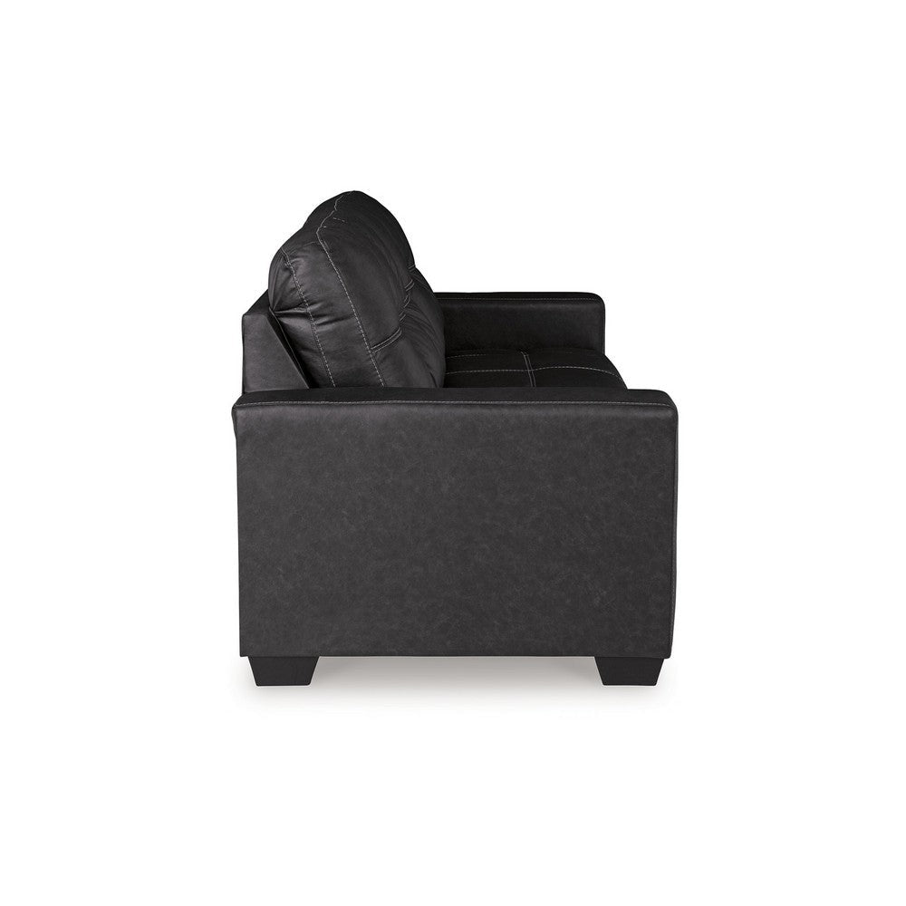 Ashley Barl Sofa Modern Style 85 Inch Soft Tufted Rich Black Faux Leather BM331714