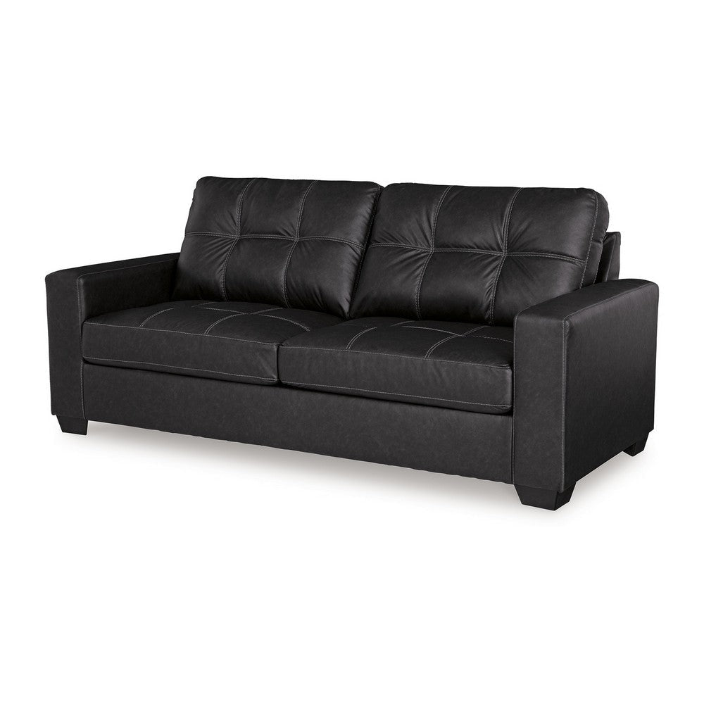 Ashley Barl Sofa Modern Style 85 Inch Soft Tufted Rich Black Faux Leather BM331714