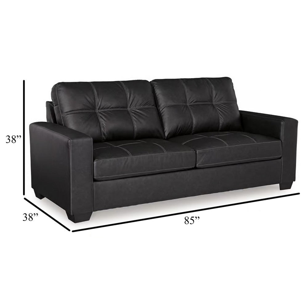 Ashley Barl Sofa Modern Style 85 Inch Soft Tufted Rich Black Faux Leather BM331714