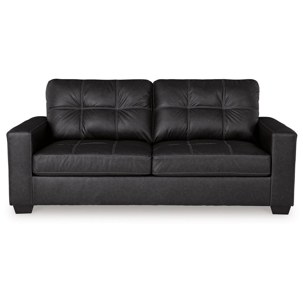 Ashley Barl Sofa Sleeper Queen Size Pull Out Bed 85 Inch Black Faux Leather