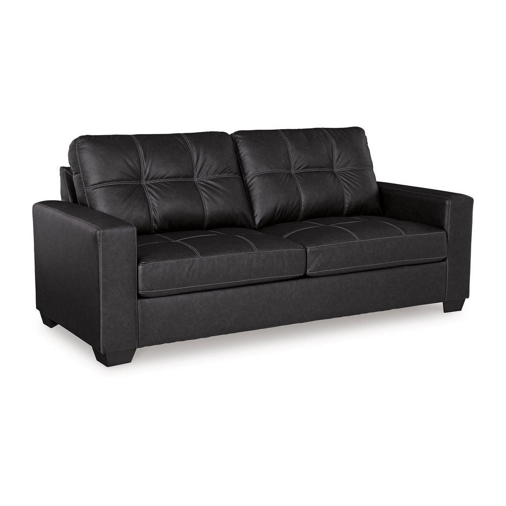Ashley Barl Sofa Sleeper, Queen Size Pull Out Bed, 85 Inch Black Faux Leather
