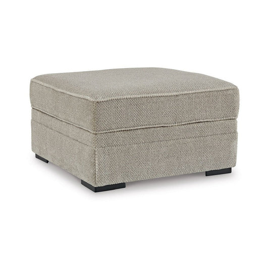 Ashley Alno Accent Ottoman, Square 38 Inch Beige Polyester, Hidden Storage