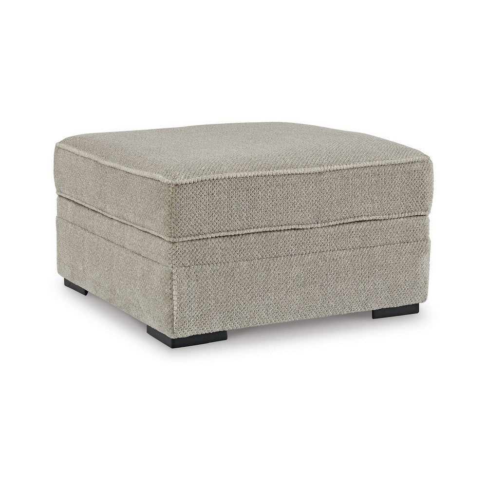 Ashley Alno Accent Ottoman, Square 38 Inch Beige Polyester, Hidden Storage