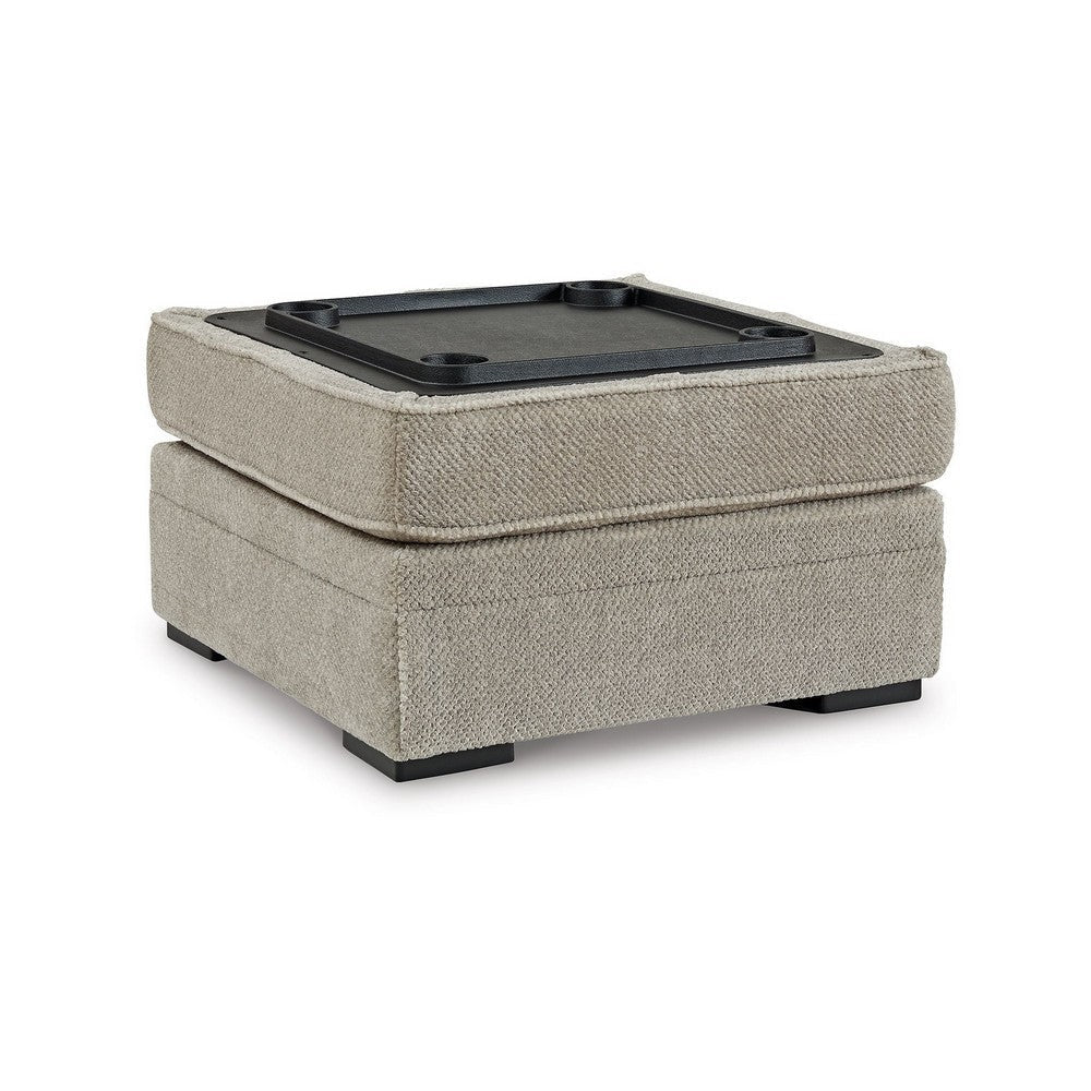 Ashley Alno Accent Ottoman Square 38 Inch Beige Polyester Hidden Storage BM331716