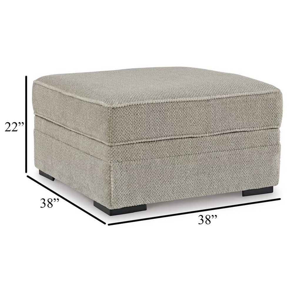 Ashley Alno Accent Ottoman Square 38 Inch Beige Polyester Hidden Storage BM331716