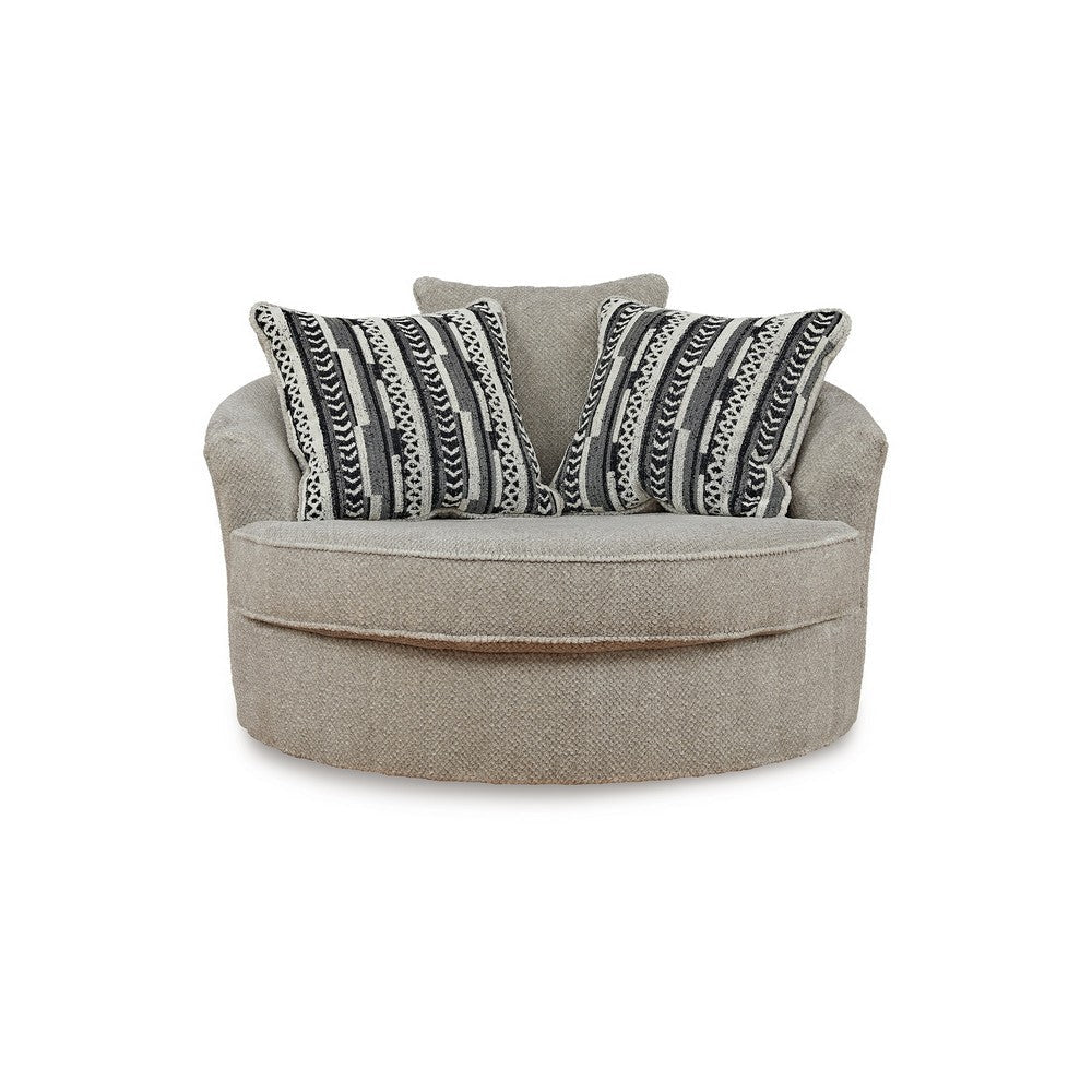 Ashley Alno Oversize Swivel Accent Chair 2 Accent Pillows 55 Inch Beige BM331717
