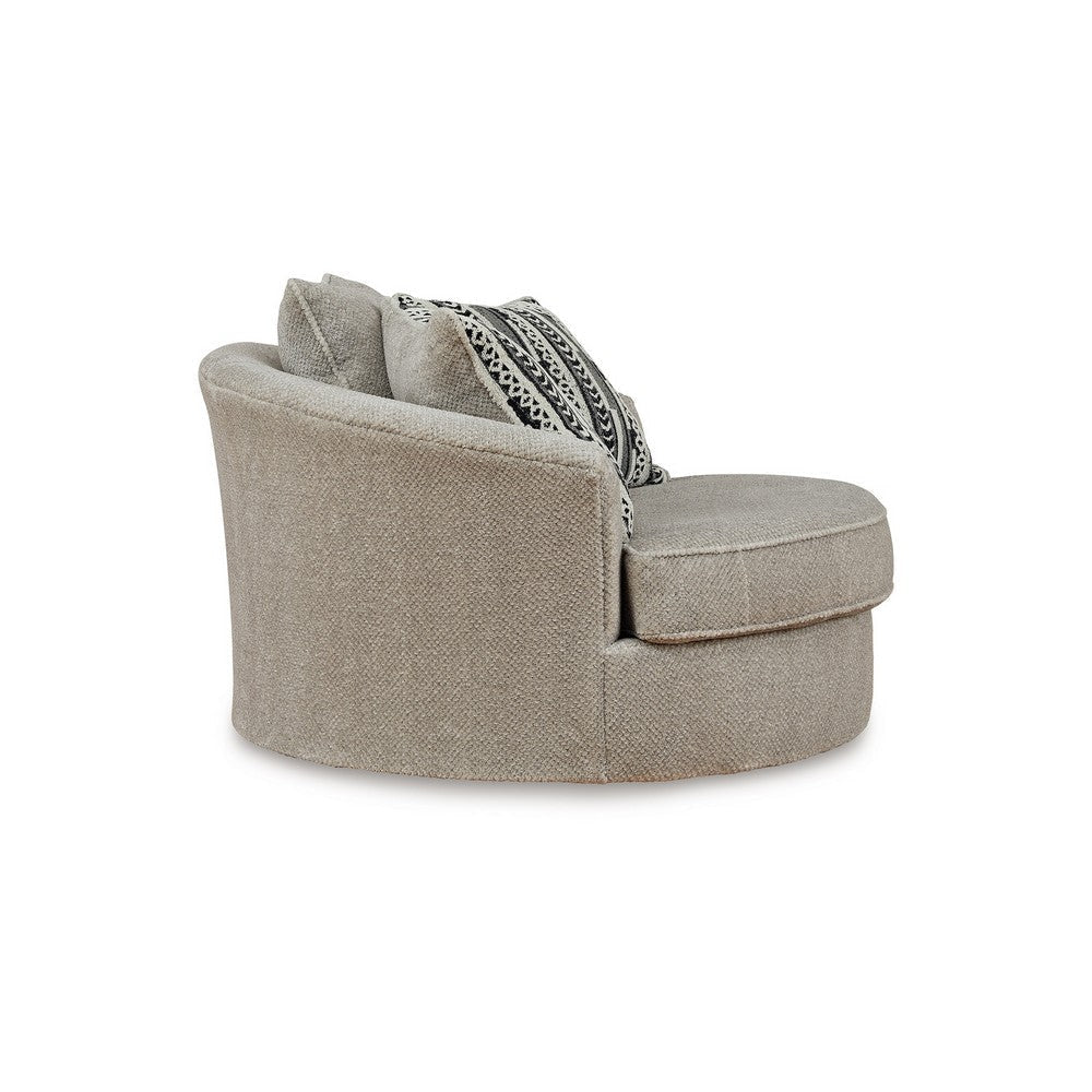 Ashley Alno Oversize Swivel Accent Chair 2 Accent Pillows 55 Inch Beige BM331717
