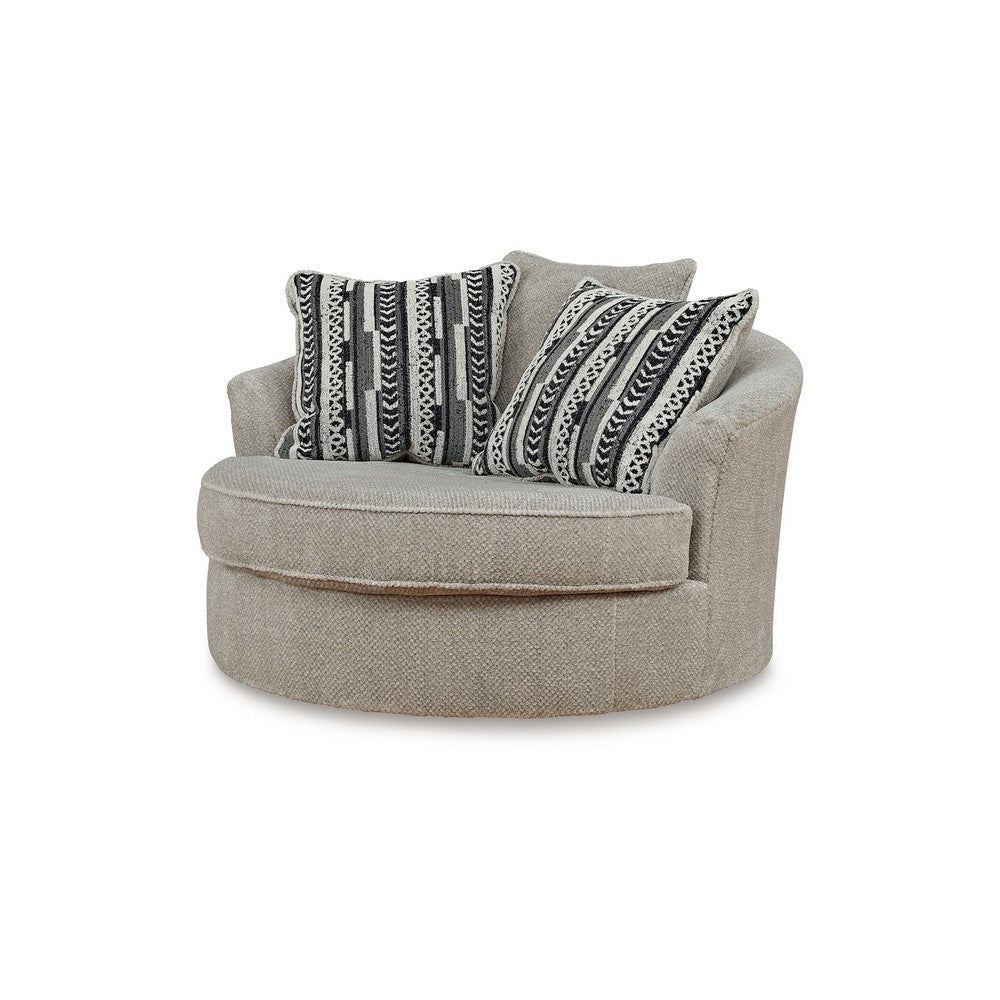Ashley Alno Oversize Swivel Accent Chair 2 Accent Pillows 55 Inch Beige BM331717