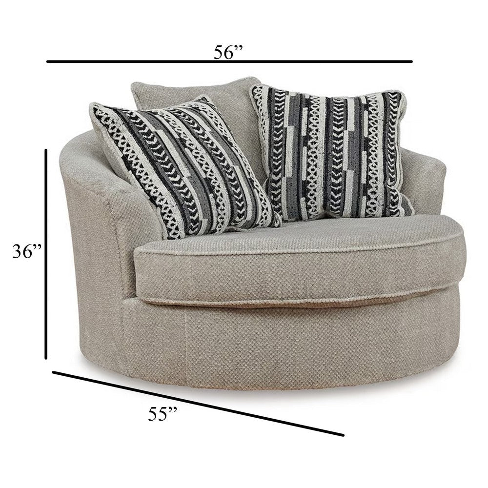 Ashley Alno Oversize Swivel Accent Chair 2 Accent Pillows 55 Inch Beige BM331717