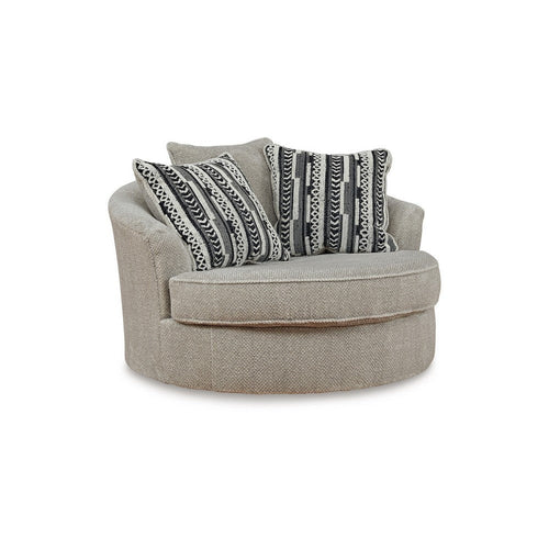 Ashley Alno Oversize Swivel Accent Chair, 2 Accent Pillows, 55 Inch, Beige