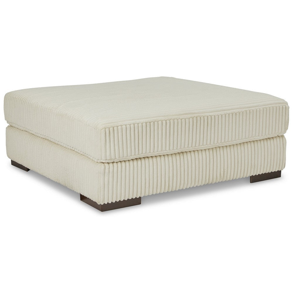Ashley Lindy Accent Ottoman, Square 51 Inch Modern Style, Ivory Polyester