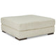 Ashley Lindy Accent Ottoman, Square 51 Inch Modern Style, Ivory Polyester
