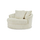 Ashley Lindy Oversize Round Swivel Accent Chair 55 Inch Ivory 3 Pillows BM331719