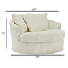 Ashley Lindy Oversize Round Swivel Accent Chair 55 Inch Ivory 3 Pillows BM331719