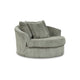 Ashley Lindy Oversize Round Swivel Accent Chair 55 Inch Gray, 3 Throw Pillows