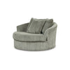 Ashley Lindy Oversize Round Swivel Accent Chair 55 Inch Gray 3 Throw Pillows BM331722